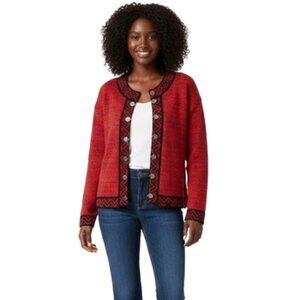 Windfjord Vintage Wool Cardigan Nordic Fair Isle Lined Clasp Closure, sz Medium